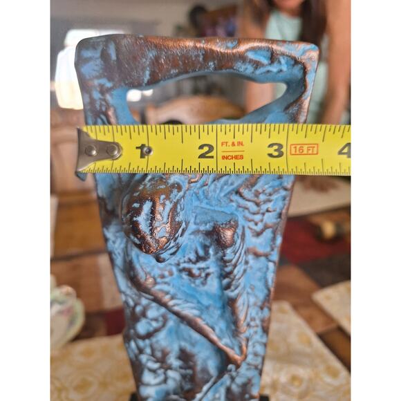 Bronze On Marble Brutalist Sculpture- Vivid Carbonite- Golfer- Very Nice- Golf! - Picture 8 of 11